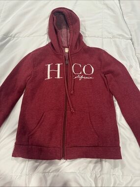 Hollister Maroon Hooded Zip Sweatshirt